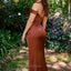 Elegant Off the Shoulder Mermaid Side Slit Burnt Orange Bridesmaid Dresses Online, OT531