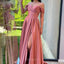 Elegant Off the Shoulder A-line Side Slit Burnt Orange Bridesmaid Dresses Online, OT532