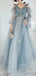 Elegant A-line Straps Off the Shoulder Long Tulle Evening Prom Dresses Online, OT145