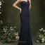 Simple Sweetheart Mermaid Dark Navy Long Bridesmaid Dresses Online, OT533
