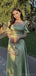 Modest A-line Dusty Sage Long Satin Bridesmaid Dresses Online, OT526
