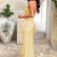 Simple One Shoulder Sleeveless Mermaid Daffodil Satin Long Bridesmaid Dresses Online, OT579
