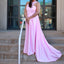 Elegant One Shoulder A-line Candy Pink Satin Long Bridesmaid Dresses Online, OT518