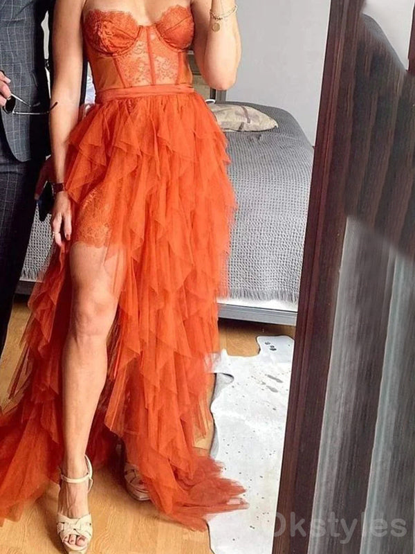 Elegant Sweetheart A-line Sleeveless Burnt Orange Prom Dresses Online, OT228