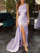 Gorgeous One Shoulder Sleeveless Mermaid Evening Prom Dresses with Side Slit, OT142