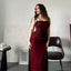 Elegant Spaghetti Straps Black and Red Mermaid Long Bridesmaid Dresses Online, BG005