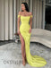 Mermaid Off-Shoulder Pleats Side-Slit Long Prom Dresses, OT133