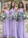 Chiffon One-Shoulder A-line Floor Length Bridesmaid Dresses, OT310