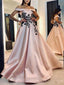 Elegant Off the Shoulder A-line Applique Pink Evening Prom Dresses Online, OT151