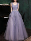 Sparkly Straps Off the Shoulder A-line Tulle Lilac Evening Prom Dresses Online, OT134
