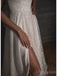 Sparkly Spaghetti Straps V-neck A-line Ivory Evening Prom Dresses Online, OT135