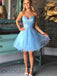 A-Line Sequin Strapless Tulle Short Homecoming Dresses, OT461