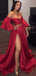 Sexy A-line High Side Slit Cheap Evening Prom Dresses, Long Prom Dresses, OL101