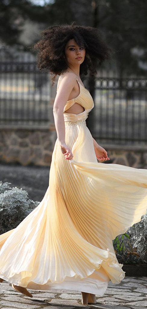 Simple A-line V Neck Side Slit Custom Prom Dresses,Cheap Long Prom Dresses, OL019