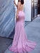 Pink Mermaid Sleeveless Custom Cheap Prom Dresses,Sweet 16 Prom Dresses, OL017