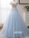Elegant A-line Applique Off-Shoulder Long Prom Dresses, OL062