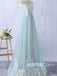 Simple A-line Spaghetti Straps Sleeveless Long Prom Dresses, OL063
