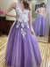 Beautiful A-line V-neck Purple Handmake Flowers Prom Dress, OL364