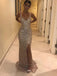 Sparkly Deep V-neck Mermaid Prom Dress with Side Split, OL376