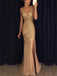 Sequins Long Gold Sleeveless V-neck Prom Dress, OL398