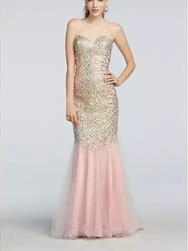 Sparkly Sweetheast Mermaid Gold Prom Dress, OL465