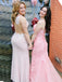Mismatched Mermaid Long Pink White  Prom Dress with Appliques, OL517
