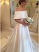 Elegant A-line Off Shoulder Satin Ivory Wedding Dress, WD0457
