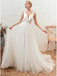 Tulle V-neck Long Applique Wedding Dress, WD0465