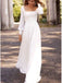 White Satin Long Sleeves A-line Square Neck Wedding Dress, WD0481