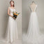 Simple Long A-Line V-back Lace Wedding Dresses, Chiffon Wedding Party Dresses, WD0013