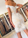 Sheath Off-shoulder Lace Appliques Sexy Short Homecoming Dresses, HD0513