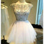 Charming mismatched cap sleeve sparkly mini for teens casual homecoming prom dresses, BD00140