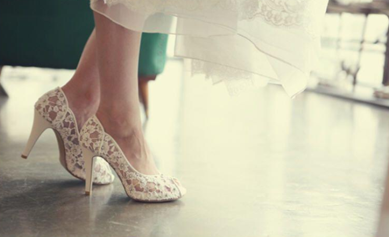 Fashion Fish Toe Ivory Lace High Heels Wedding Bridal Shoes, S013