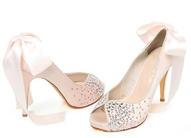 Pink Crystal High Heels Pointed Toe Rhinestone Wedding Bridal Shoes, S025