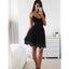 Spaghetti Straps Sleeveless Short Black Lace Simple Homecoming Dresses, HD0441