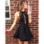 Halter A-Line Sleeveless Short Black Simple Homecoming Dresses, HD0440