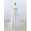 Popular A-line V-neck lace top tulle backless simple Wedding Dresses with train, WD0365