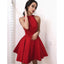 Newest Simple Halter Red Cheap Backless Short Homecoming Dress, HD0401