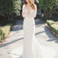 Sexy Deep V-Neck Lace Top Mermaid Wedding Party Dresses, long sleeve wedding gown ,WD0038