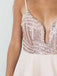 A-Line Spaghetti Straps Deep V-neck Sequins Backless Short Homecoming Dress, HD0407