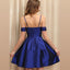 A-Line Spaghetti Straps Royal Blue Appliques Homecoming Dresses, HD0494