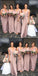 A-line Floor-lengthSimple Modest V-neck Cheap Dusty Pink Bridesmaid Dress, BD0478