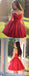 Sweetheart Simple Pleated Red Sleeveless Party Dresses, Short Homecoming dresses, HD0388