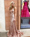 Mermaid Sexy Deep V-neck Backless sequins evening dresses, Popular long prom dresses,  PD0105