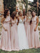 Elegant Floor-length Long Light Pink Bridesmaid Dresses, BG111
