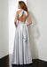 Silver V-neck A-line V-neck Prom Dresses, OL122