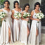 Newest A-line Floor-length Sexy Lace Appliques High Front Split bridesmaid dresses, BD0446
