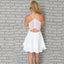 A Line White V-neck Spaghetti Straps Short Mini Homecoming Dresses, HD0358