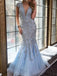 New Mermaid Beaded V-neck Cap Short Sleeve Prom Dresses, OL249