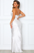 Sheath Spaghetti Straps Beteau Neck Long Simple Backless Bridesmaid Dresses, BD0643